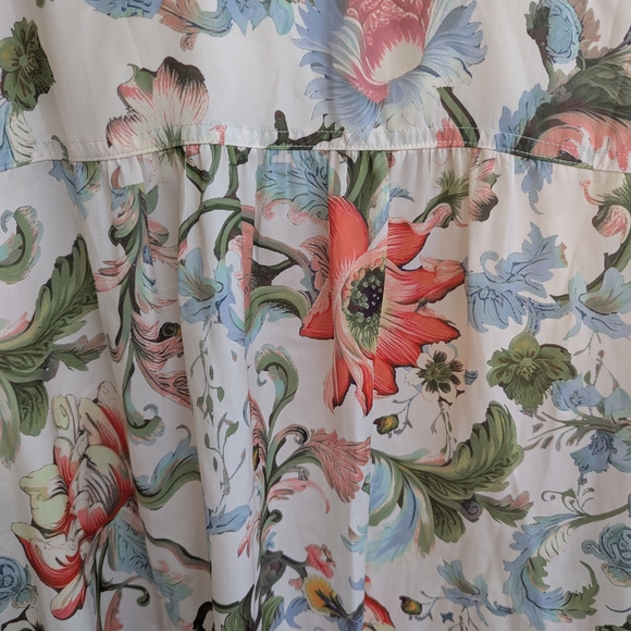 Anthropologie The Brielle Relaxed Buttondown Blouse Cream Floral Shirt - Picture 2 of 13